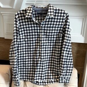 Tommy Hilfiger Black and White Checkered 1/2 Button Shirt
